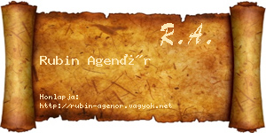 Rubin Agenór névjegykártya